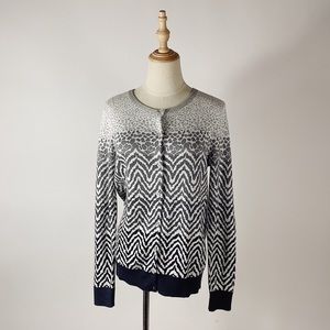 LANDS END Supima Cotton Multi Animal Print Cardigan Womens XS